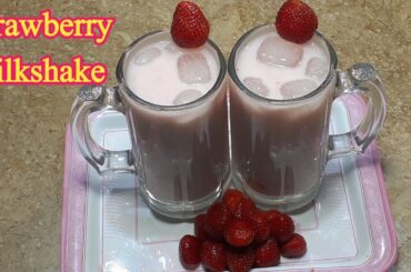 Fresh Strawberry Milkshake Recipe || Restaurant Style Milkshake Recipe || Ice Cream Shake |Chef Amna