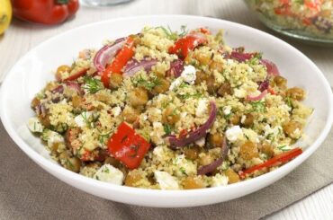 CHICKPEA COUSCOUS SALAD with Vegetables & Feta. HEALTHY Salad or Side Dish. Recipe by Always Yummy!