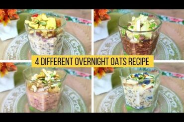 Oats and Chia Pudding in 4 Different Flavours | Healthy Breakfast Recipes | Delicious Overnight Oats