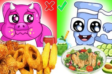 Alphabet Lore Cooking Korean | Healthy Food Vs Junk Food:Fried chicken, Salad | ASMR Mukbang