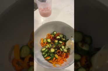cucumber sweet pepper salad with salmon! #cooking #mealideas #healthy