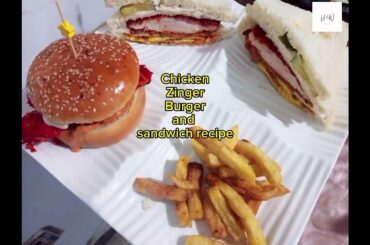 Chicken Zinger burger/sandwich Recipe #fyp #zingerburgerrecipe #zingerchicken