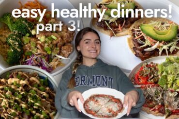WEEK OF EASY HEALTHY DINNERS Part 3! BBQ Tacos, Egg Roll Bowl, Peanut Tofu, My Fav Salad and Pizza!
