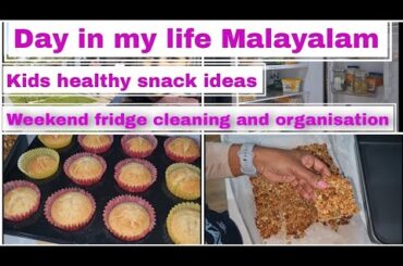 Weekend day in my life Malayalam|kids healthy snack|fridge cleaning|making coriander powder @ home