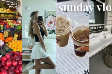 SUNDAY VLOG: farmers market date, new patio furniture + healthy groceries & recipe idea!