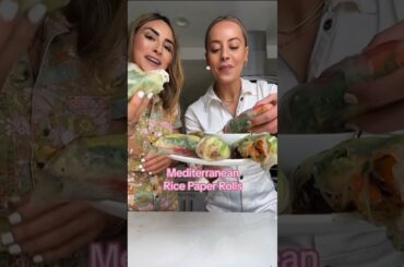 Mediterranean Rice Paper Rolls with a Tahini Yogurt Dipping Sauce #healthyrecipes #shorts