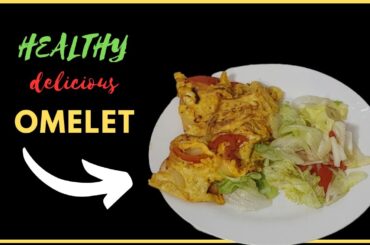 Omelet on toast with healthy salad, healthy food, easy healthy recipe