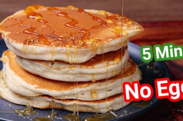 5 Mins Banana Pancake Recipe - NO EGG | Eggless Healthy 3 Ingredient Banana Pancakes