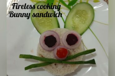 Bunny sandwich for kids/fireless cooking/food art/creative sandwich decoration/vegetables sandwich