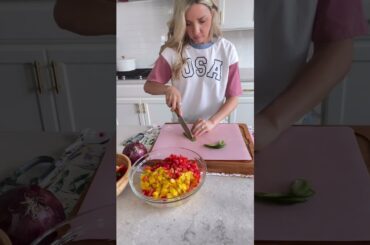 Best mango salsa ever! Recipe in description! #mangosalsa #recipe #familymealprep