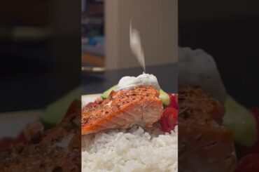 Healthy Dinner Ideas - Greek Style Salmon Bowl / easy, simple, minimal ingredients, meal inspo