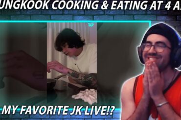 Jungkook cooking at 4 am |  BTS Jungkook Weverse Live (2023.03.24) | BTS LIVE | Reaction