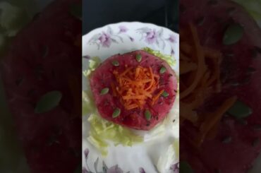 Healthy salad plating ideas. watermelon.carrot.iceberg, pumpkin seeds and flax seeds #shorts #viral