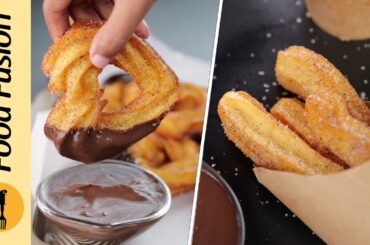 Churros with Creamy Chocolate Dip Recipe by Food Fusion