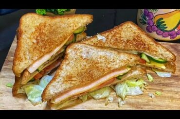 Make tasty Chicken Ham Cheese Sandwich at home | Healthy sandwich recipe | Chicken Ham sandwich
