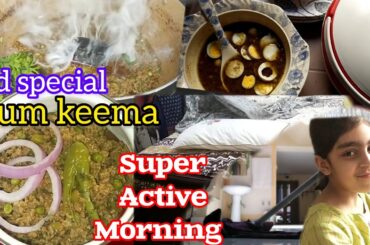 Pakistani Mom Morning to Lunch Routine |  house Cleaning Routine | Dum Keema Recipe @angel'sshiny