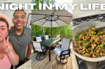 NEW DECK FURNITURE, EASY DINNER RECIPE, HUSBAND HANGOUT | NIGHT VLOG