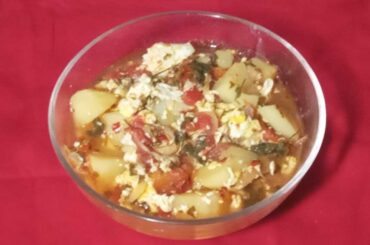 Scrambled Egg Potato Fenugreek Leaf Bowl/Dinner Recipes/Potato Recipes/Egg Recipe/Pilaf Recipes 1529