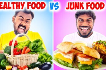 Healthy Food Vs Junk Food Eating Challenge | Hair Care Tips | SMBros Vlog And Cooking
