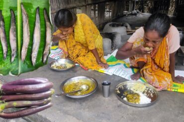 Santali tribe mother & daughter cooking & eating ban fish recipe | rural village life