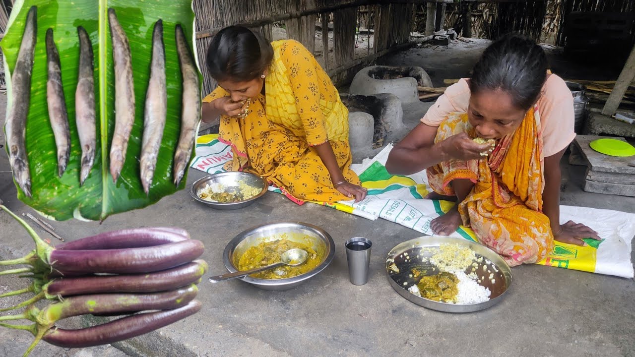 Santali tribe mother & daughter cooking & eating ban fish recipe | rural village life Santali tribe mother & daughter cooking & eating ban fish recipe | rural village life