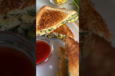 Spinach & corn sandwich | Cheese corn sandwich | Healthy sandwich recipe #cheesecornsandwich