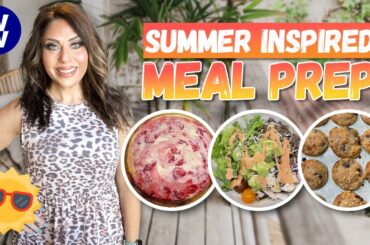 SUMMER INSPIRED MEAL PREP- STRAWBERRY CHEESECAKE BARS - BLACKBERRY OAT MUFFINS - BURGER BOWLS!