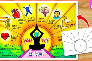 How to Draw Yoga Day Poster drawing || International Yoga Day Chart Project - Easy way