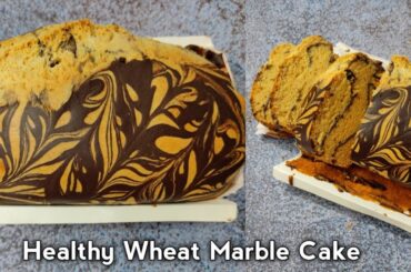 Healthy Whole Wheat Marble Cake | Marble Cake Recipe | Eggless Wheat Flour Chocolate Marble Cake