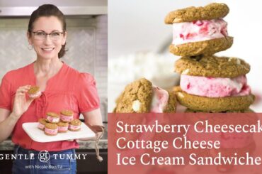 EASY Strawberry Cheesecake Cottage Cheese Ice Cream Sandwiches | Gluten-Free Graham Cracker Cookies