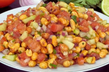 Peanut Masala Chaat - Peanut Salad Recipe - Palli Chaat - Peanut Chaat Recipe - Healthy Snack Recipe