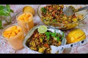 Quick & Healthy Breakfast Recipe / Chatpata Chana Chat & Mango Milkshake