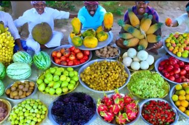 FRUIT SALAD | Colourful Healthy Fruits mixed salad recipe | Fruits Cutting and Eating in Village