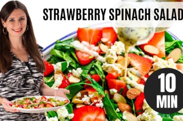 STRAWBERRY SPINACH SALAD (10 Minutes With the BEST Poppy Seed Dressing!)
