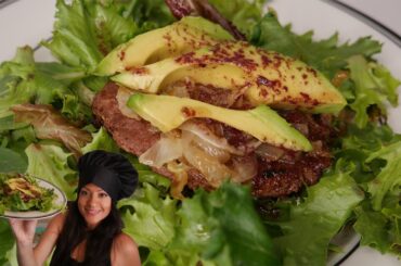 CARAMELIZED ONIONS BURGER SALAD!! A DELICIOUS healthy meal! (Paleo, Gluten/Grain-free, Dairy-free)