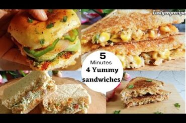 5 minutes Quick, easy and healthy sandwich recipes | Breakfast, snacks, tiffin and lunch box recipe