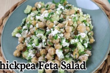 Healthy feta chickpea Protein Salad #reels #salad #food #Healthysalad #proteinsalad