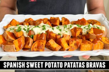 Spicy Sweet Potatoes with Garlic Aioli | HEALTHY Spanish Tapas Recipe
