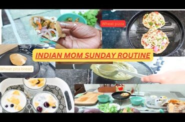 Wheat Pita bread|coconut chia pudding Sunday full day healthy meal preparation|Indianmom routine