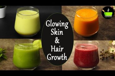 4 Healthy Juices For Glowing Skin & Hair Growth | Drink for Healthy Hair Skin & Nails |Morning Juice