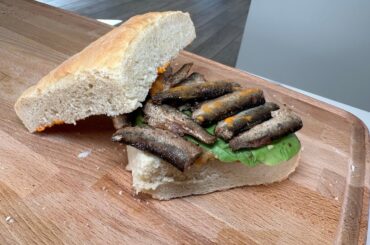 Homemade sardine sandwich from scratch with garlic paste. So delicious and healthy sandwich