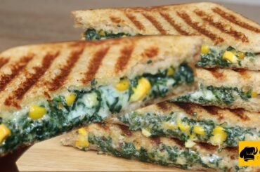 Cheesy Spinach and Corn Sandwich || Palak and Corn sandwich || Healthy Breakfast recipe