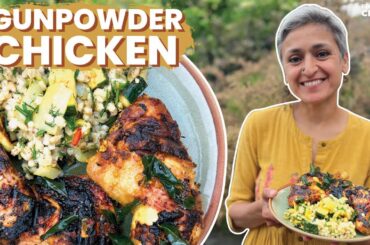 GUNPOWDER CHICKEN WITH ROAST COURGETTE HERBY PEARL BARLEY | Delicious summer meal | Food with Chetna