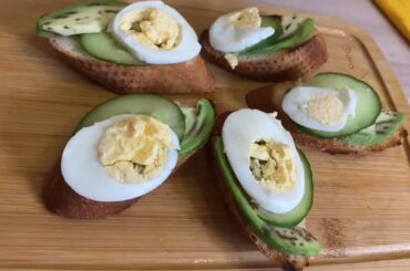 Tender sandwiches  with egg, avocado and cucumber