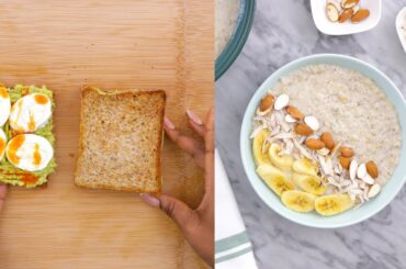 2 EASY BREAKFAST RECIPES (OATS PORRIDGE WITH COCONUT CHIPS & WHOLE WHEAT TOAST WITH AVOCADO SPREAD)