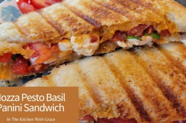 The BEST Mozzarella Pesto Caprese Panini Sandwich!