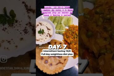 Day7 Fast weight loss diet plan | Intermittent fasting diet for weightloss