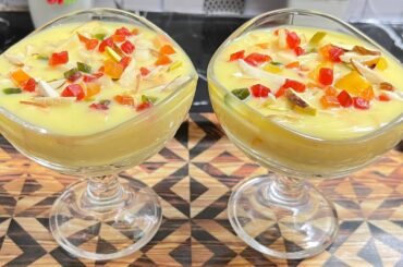 Fruit Custard Recipe | Healthy & Easy Summer Dessert Recipe | Custard Recipe | HatkeSawad