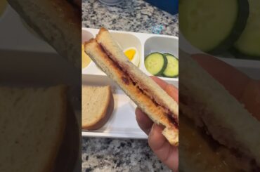 Kids lunch box ( peanut butter & blueberry jam sandwich ) healthy and clean eating for kids