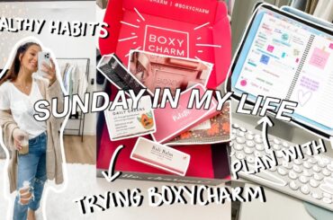 SUNDAY VLOG: Plan with Me, Healthy Dinner Idea, Trying Boxycharm, Yoga & Productivity